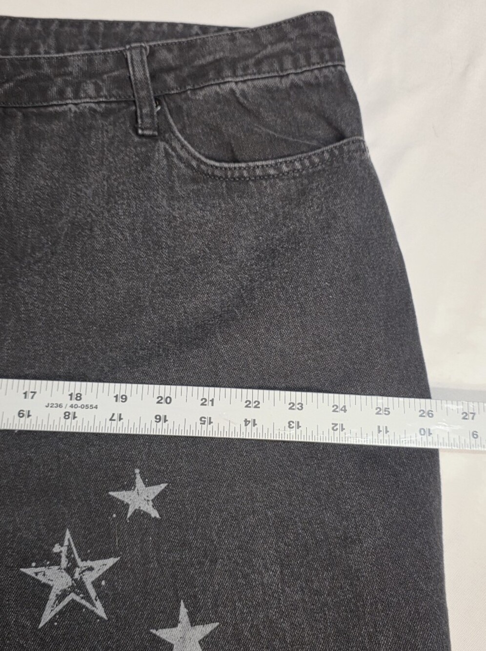 Hot Topic Wing & Star Print Black Wide Leg Jeans Womens Size 22 100% Cotton - Picture 6 of 12